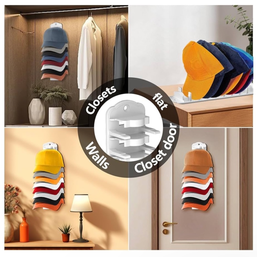 Hat Organizer for Baseball Caps, Strong Adhesive Hat Rack for Wall, - Picture 6 of 7
